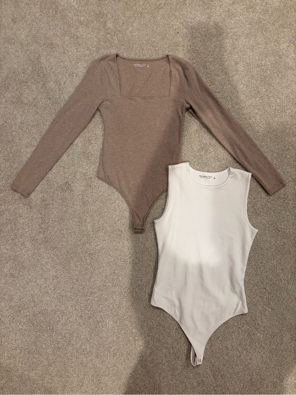 Abercrombie & Fitch Soft A&F Collection Taupe Long Sleeve and White Sleeveless